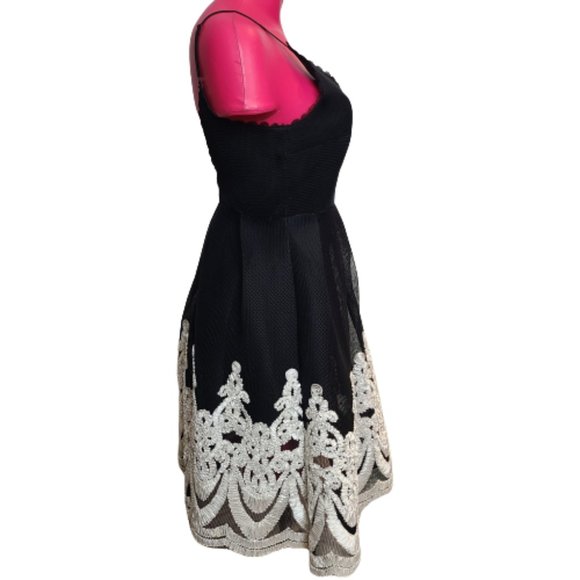 Stunning Black Cocktail Dress with White Accents by Jenn - Picture 4 of 16